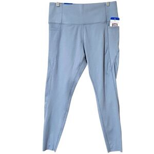 Danskin High Rise Brushed Leggings L Nebula Blue Side Pockets Workout Pants NWT